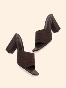 CUCCOO BASICS Minimalist Commuter Versatile Open Toe Mule High Heel Sandals For Christmas Spring Shoes Summer - Coffee Brown 2 - View 9