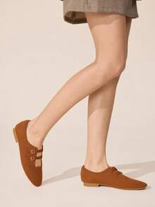 Ressula Women's Fashionable Comfortable Casual Flat Slip-On Shoes - Brown - View 2