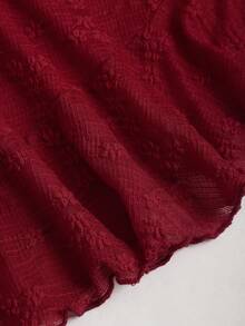Sweetra Y2K Sexy Tube Top With Lace Bow Asymmetrical Hem Blouse - Burgundy - View 5