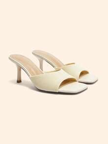 CUCCOO BASICS Women's Square Toe Thin High Heel Black Casual Versatile Sandals, Sexy For Dates, Parties And Summer Outings Spring Shoes Spring Break Easter For Christmas - Rice apricot - View 5