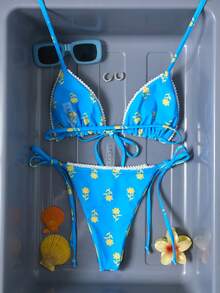 Swim Mod Women's Casual Vacation Striped Halter Bikini Two Pieces Swimwear - Multicolor - View 3