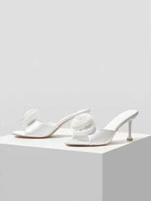 MOTF PREMIUM STEREO FLORAL SLIP-ON HEELED SANDALS SUMMER - White - View 6