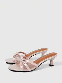 Sleekvia 女士绑带高跟穆勒凉鞋，夏季新品 - 淺粉色 - 查看 4