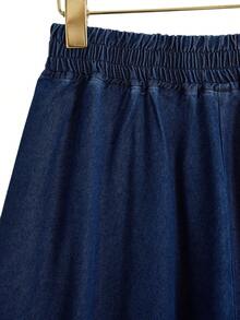 GlowEve Women's Casual Floral Embroidered Denim Skirt - Blue - View 4