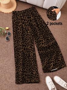CosyJoli Pantalones sueltos de estampado de leopardo de talla grande - Multicolor - Ver 6