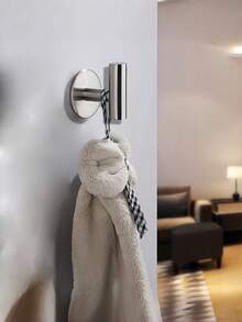 1 chiếc móc dán tự dính dùng để treo áo choàng, khăn tắm, áo khoác, quần áo, móc chìa khóa, móc treo móc chìa khóa bằng thép không gỉ 304, móc treo đồ dùng phòng tắm, nhà bếp. - Bạc - Xem 3