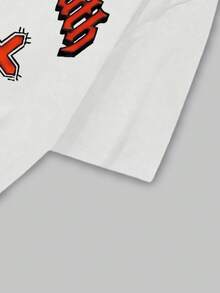 Manfinity Roghcode Men's Slogan & Figure Print Round Neck Short Sleeve Casual T-Shirt - White - View 3