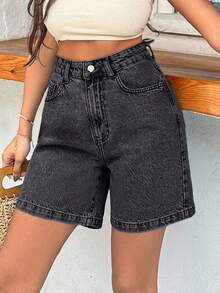 EURMUSE Short de mujer 100% algodón rígido de lavado medio - Gris Claro - Ver 6