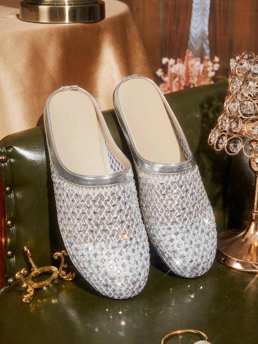 CUCCOO TILAWA Women's Sequin & Rhinestone Decor Stiletto Heel Pumps - Silver - View 1