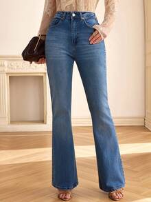 CLARA VERO Pantalon Évasé En Denim Bleu Classique Pour Femme - Jean bleu - Voir 2