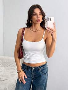 SHEIN Tall 三件套休闲吊带背心套装，百搭修身女式背心，适合夏季穿着 - 白色 - 查看 6