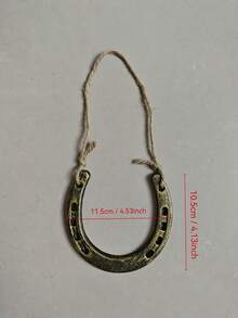 1pc Vintage Lucky Horseshoe Wall Decor Rustic Iron Hanging Ornament With Jute Rope For Outdoor Garden Courtyard Indoor Living Room Door Farmhouse Holiday Gift - one size fits all - View 3