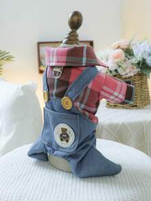 PETSIN 1pc Pet Clothes, Stylish And Fashionable Four-Legged Romper, Spring And Autumn Fake Two-Piece Jumpsuit - Multicolor - View 12