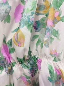 INAWLY Women's Floral Print Frill Trim Sleeveless Casual Top - Purple - View 4