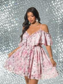 Viva Relle Plus Size Sexy Off-Shoulder Resort Dress - Mauve Purple - View 2