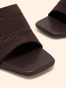 CUCCOO BASICS Minimalist Commuter Versatile Open Toe Mule High Heel Sandals For Christmas Spring Shoes Summer - Coffee Brown 2 - View 8