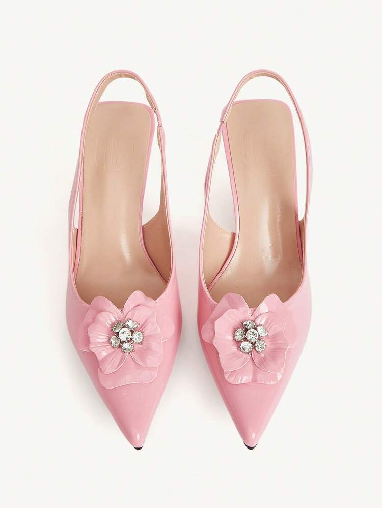CUCCOO CHICEST Women's Fashion Rhinestone Flower Pointed Stiletto High Heel Shoes Wedding Shoes Summer Shoes Bride Shoes