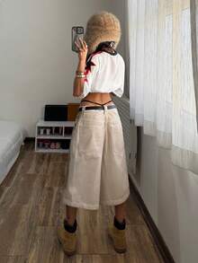 StreetHx Oversized Women's V-Neck Letter & Number Print Raglan Sleeve T-Shirt, Street Style, Spring/Summer - Multicolor - View 2