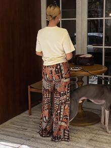 DAZY 女士短袖上衣和长裤睡衣套装 - 米色 - 查看 2