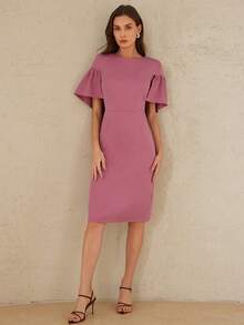 Aveloria Rosie 新款时尚优雅欧美风春夏百搭夸张设计收腰长袖连衣裙 - 淡紫色 - 查看 3