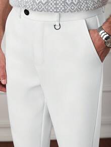 Core Aspect Men's Solid Color Straight Leg Casual/Business Suit Pants For Ceremony - White - View 1