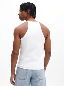 SUMWON Áo tank top nam màu trắng cổ tròn không tay, kiểu dáng casual mùa hè, chất liệu cơ bản, viền bo gân, vừa vặn thoải mái. - trắng - Xem 2