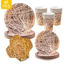 Gold Thread Disposable Plates, Napkins And Cups Set, Serves 8 Guests. This Disposable Party Set (Including Plates, Napkins And Cups) Is Perfect For Birthday Parties, Weddings And Family Picnics. - View 1