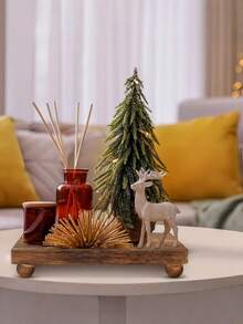 1PC Farmhouse Wooden Riser Stand For Kitchen Bathroom Counter Table Decor Rustic Desktop Wood Shelf Set Multi Use Shelf For Plants Candles Vase Organizer Home Decoration Fall Harvest Party Wedding Centerpiece Decor - one size fits all - View 5