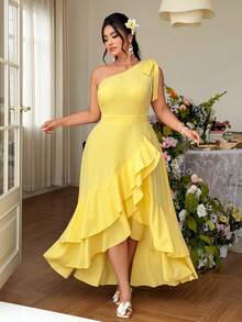 Celure Đầm chữ A thanh lịch cỡ lớn dành cho nữ, thắt eo và viền bèo nhún, màu vàng, thích hợp cho tiệc tùng, hẹn hò, đi làm, mùa xuân/hè, dáng chữ A tôn dáng, áo kiểu thanh lịch, đầm năm mới, đầm dài kiểu Trung Đông, lễ tốt nghiệp, ngày lễ, ngày Valentine, lễ hội âm nhạc, ngày của Mẹ, Halloween, Lễ Tạ ơn, Lễ Phục sinh, ngày Quốc khánh, dạ hội, tiệc hẹn hò, mùa cưới, hoạt động ngoài trời. - Màu vàng ngỗng - Xem 3