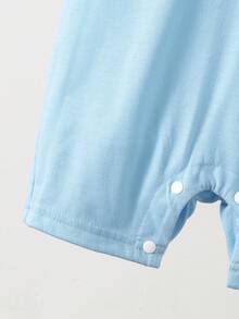 Baby Boy Knight Embroidery Short Sleeve Casual Polo Collar Romper - Multicolor - View 7