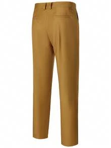 Manfinity Mode Men's Solid Color Pocket Casual Versatile Commute Business Pants, Formal - Khaki - View 4