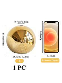 1Pc Bình gốm trang trí nhà thủ công, Bình hoa nghệ thuật thủy canh Quà tặng trang trí nhà, Bình gốm thủ công Bình tròn nhỏ Bình đựng cây Cốc cắm hoa Trang trí máy tính để bàn nhà (Vàng) - Vàng - Xem 12