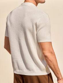 Manfinity RSRT Camisa de punto casual de manga corta con botones delanteros y estampado floral para hombres - Blanco - Ver 3