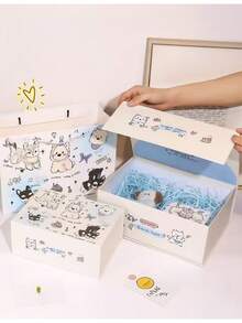 IDEAL 1 MEDIUM STURDY MAGNETIC CLOSURE FLIP LID MILK WHITE EXQUISITE CARTOON DOG GIFT BOX FOR BIRTHDAY PARTY PRESENT WRAPPING DECORATION - Puppy - View 5
