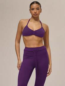 Musera Sport Sport Ruched Halterneck Sports Bra Mixed Colour 3 Multipack Set Casual Active Workout Gym Back To School - Purple - View 3
