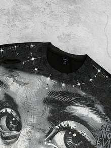 ROMWE MEN Street Life 2026春夏新款休闲时尚Y2K风格男女通用短袖圆领T恤 - 黑色 - 查看 6