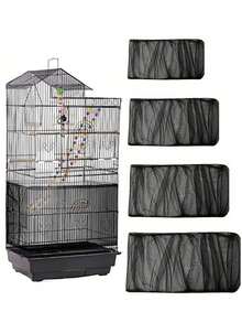 1 pieza, color al azar con borde, elástico, malla densa, cubierta para pájaros/cubierta antipolvo, adecuada para pájaros, todo el año. - Negro - Ver 1