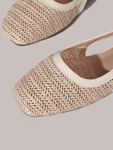Styleloop Giày nữ kiểu dáng nghỉ lễ, chất liệu vải lưới, quai chéo, đế bằng, phong cách nghỉ lễ, phong cách BOHO, phong cách Mỹ cổ điển, phong cách Bohemian, phong cách miền Tây, phong cách lễ hội âm nhạc, phong cách dự tiệc. - Màu trắng - Xem 3