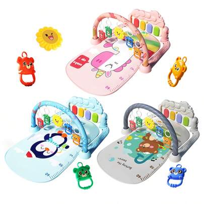 MINKOJA Baby Pedal Piano, Supine TIme Pad With 5 Sensory Toys, Game Pad With Lighting And Music, Baby Activity Fitness Pad, Newborn Baby Rolling Time Pad,Baby Play Mat,Easter,Easter Gift,Childen's Day,Baby Stuff, Baby Toys,Baby Sensory,Baby Stationary Activity Centers