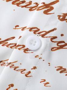 ROMWE MEN Camisa de manga corta de uso diario versátil con cuello vuelto, abotonadura sencilla y parche a rayas para hombres - Blanco - Ver 6