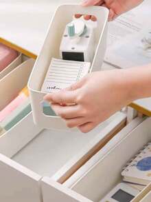 3/5/10 piezas Cajas de almacenamiento de plástico blanco - Organizadores multiusos apilables para el hogar, la oficina, la residencia universitaria y la escuela, perfectos como regalo práctico - Multicolor - Ver 3