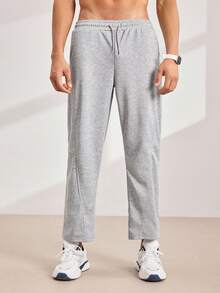 Driftmere Men's Drawstring Straight Leg Sweatpants, Soft & Comfortable With Pockets, Suitable For Daily Life, Work, Travel, Running, Casual And Outdoor Activities,Breathable/Comfortable/Loose,For Daily Casual,Sports,Jogging,Vacation Multiple Occasion - Grey - View 3