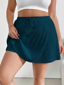 SHEIN Essnce Plus Size Women's Autumn Skorts New Fashion Casual Commuter - Blue Day - View 4