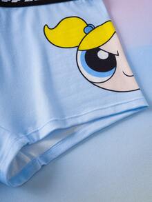 THE POWERPUFF GIRLS X SHEIN 3条装女士卡通印花可爱低腰内裤 - 彩色 - 查看 8