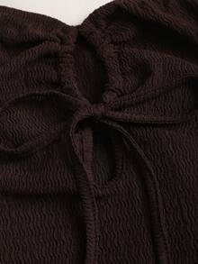 Sweetra Women's Khaki Casual Tie-Up Camisole Top & Comfortable Wide Leg Straight Pants 2 Pieces Set, Spring/Summer - Coffee Brown - View 5