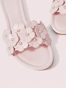 CUCCOO DOLLMOD Ladies Pink Flower Comfortable Flat Sandals, Sweet Style Flower Flat Sandals - Pink - View 7