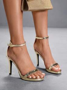 CUCCOO SZL Women's Fashionable Elegant Heeled Sandals For Party And Commute Spring Shoes - Gold - View 5