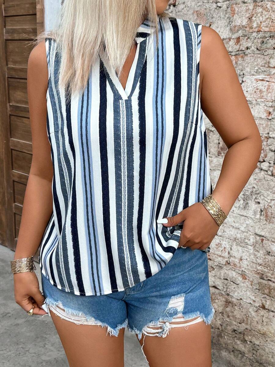 EMERY ROSE Plus Size Women Notch Neck Versatile Daily Wear Casual Beach ...