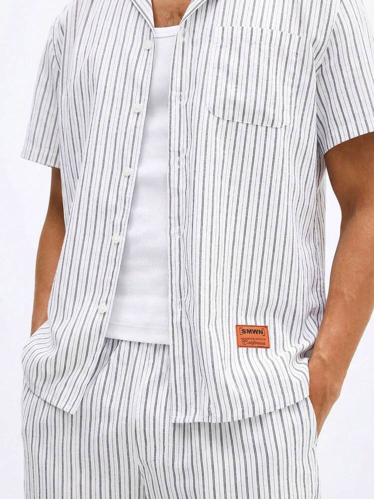 Striped Shirt And Shorts Set