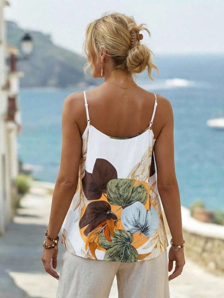 Women's Floral Print V-Neck Summer Camisole Tank Top